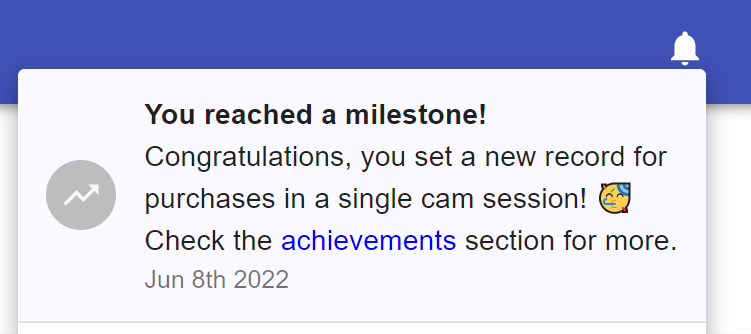 notification for a new achievement